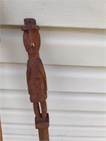 2 Walking Canes with Handcarved Figures