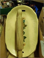 Wooden Bowl, Spoon, Fork & Rolling Pin