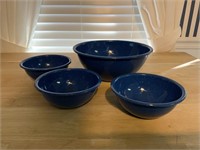 5 METAL BOWLS-1 LARGE AND 4 SMALL