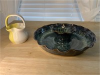 POTTERY PLATE AND POTTERY BASKET