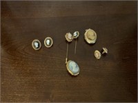 CAMEOS-PINS, EARRINGS AND LOCKET