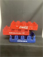 2 Coca Cola and 1 Pepsi Plastic Carriers