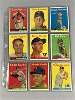 (9) TOPPS 1958 BASEBALL CARDS