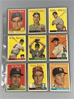 (9) TOPPS 1958 BASEBALL CARDS