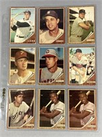 (9) 1962 TOPPS BASEBALL CARDS