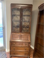 Circa 1880’s English Secretary w  Leaded Glass Top