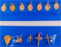 12 Assorted Catholic Medals and Crosses 12 B