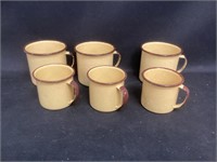 6 Yellow Enamel Ware Mugs