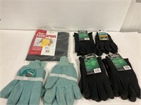 Utility apron,5 pair assorted large gloves unused