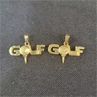 2 - 14k Gold "Golf" Charms - 2.6gr