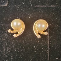 Genuine Pearl Earrings - unmarked setting