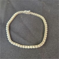 .925 Silver Tennis Bracelet with clear stones 8"