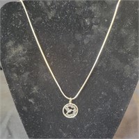 .925 Silver Snake Chain Necklace and Hummingbird