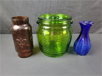 Green Cookie Jar &  Vases