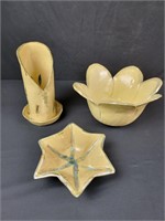 Handmade Pottery Candleholder & Bowls