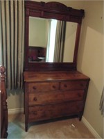 Antique Carved Dresser And Mirror
