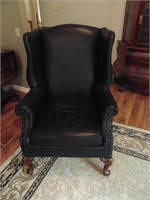 Black Pleather Wingback Chair