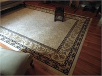 Beige With Blue & Gold Accent Area Rug