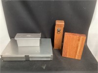 Metal and Wood Boxes and Knife Box