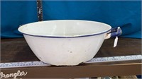 Large Blue Rim Porcelain Pan w/ Handles