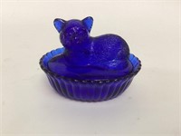 Cobalt Blue Cat Candy Dish