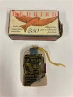 Durham tobacco pouch unopened. Wood matches