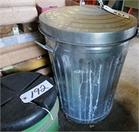 Metal Trash Can, Bucket Seat