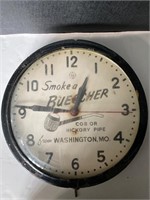 Vintage smoke a Buescher Pipe advertising clock