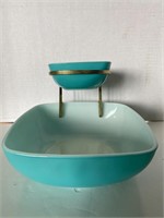 Pyrex Turquoise square chip dip bowl set