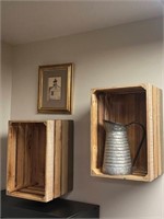 Pair of Crate Shelves, Picture & Pitcher