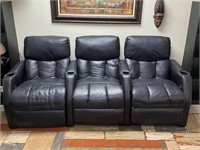 3 Seat Black Reclining Sofa