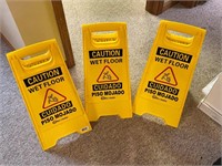 3 Caution Wet Floor Signs
