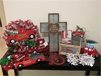 Cross & Red Truck Christmas Decor