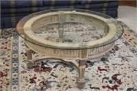 GLASS TOP ROUND COFFEE TABLE