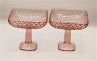 PAIR OF PINK GLASS COMPOTES