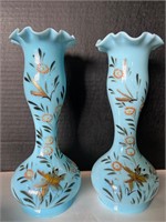 Vintage blue Opaline Glass vases