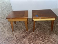 SET OF TWO WOODEN FOOT STOOLS
