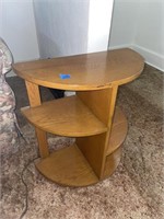 WOODEN HALF ROUND END TABLE (11" X 23" X 25")