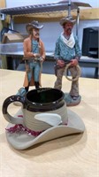 Cowboy Statues and hat ashtray