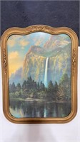 Vintage Waterfall picture in old frame 17 x 13