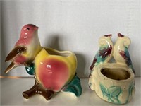 Vintage USA pottery bird planters