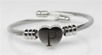 "P" Heart Kids Braided Bracelet