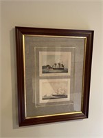 Framed and matted historic ships print