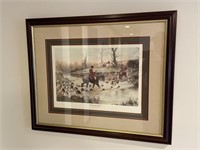 Framed and matted hunting print