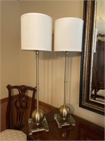 Pair of metal/lucite table lamps