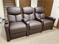 3-pc leather theatre reclining seating