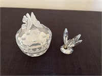 Swarovski Crystal dragonfly and small container