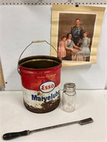 Esso oil pail w horse float and perfect seal jar