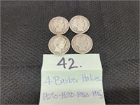 (4) Barber half Dollars