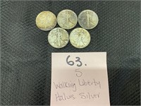 (5) Walking Liberty Half Dollars
